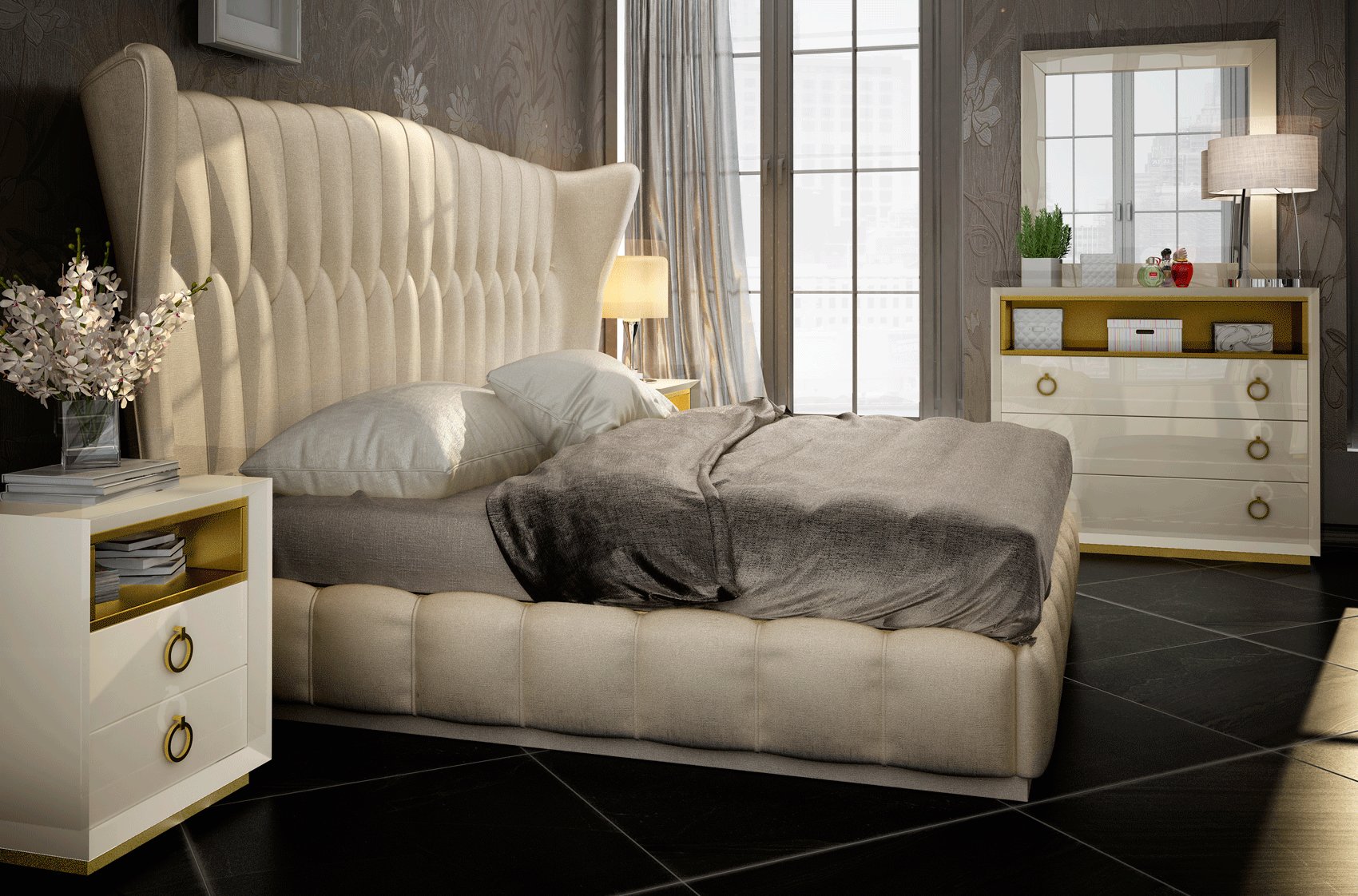 Exclusive Leather Platform Bedroom Furniture Sets