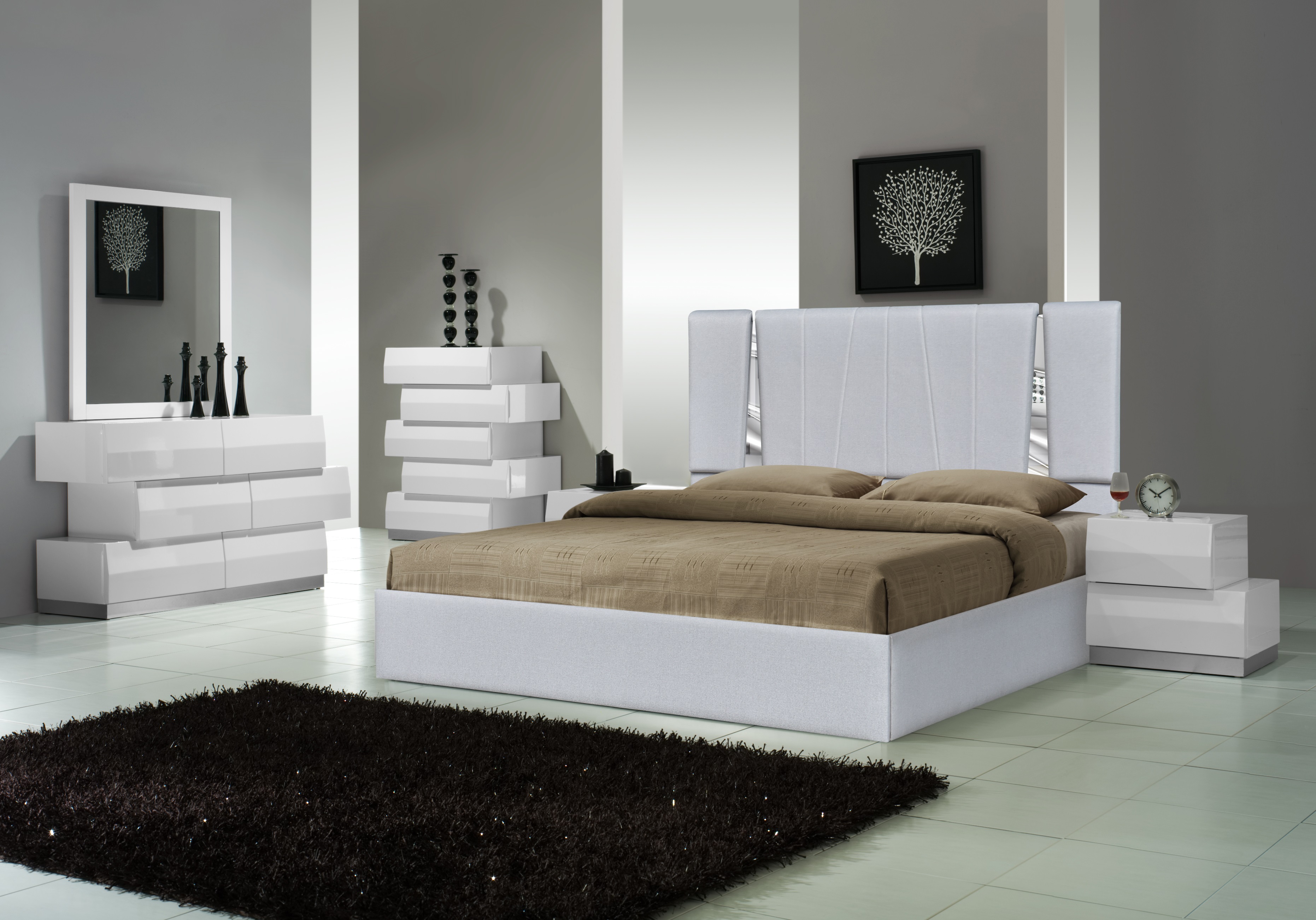Exquisite Wood Modern Contemporary Bedroom Designs in Black and White - Click Image to Close