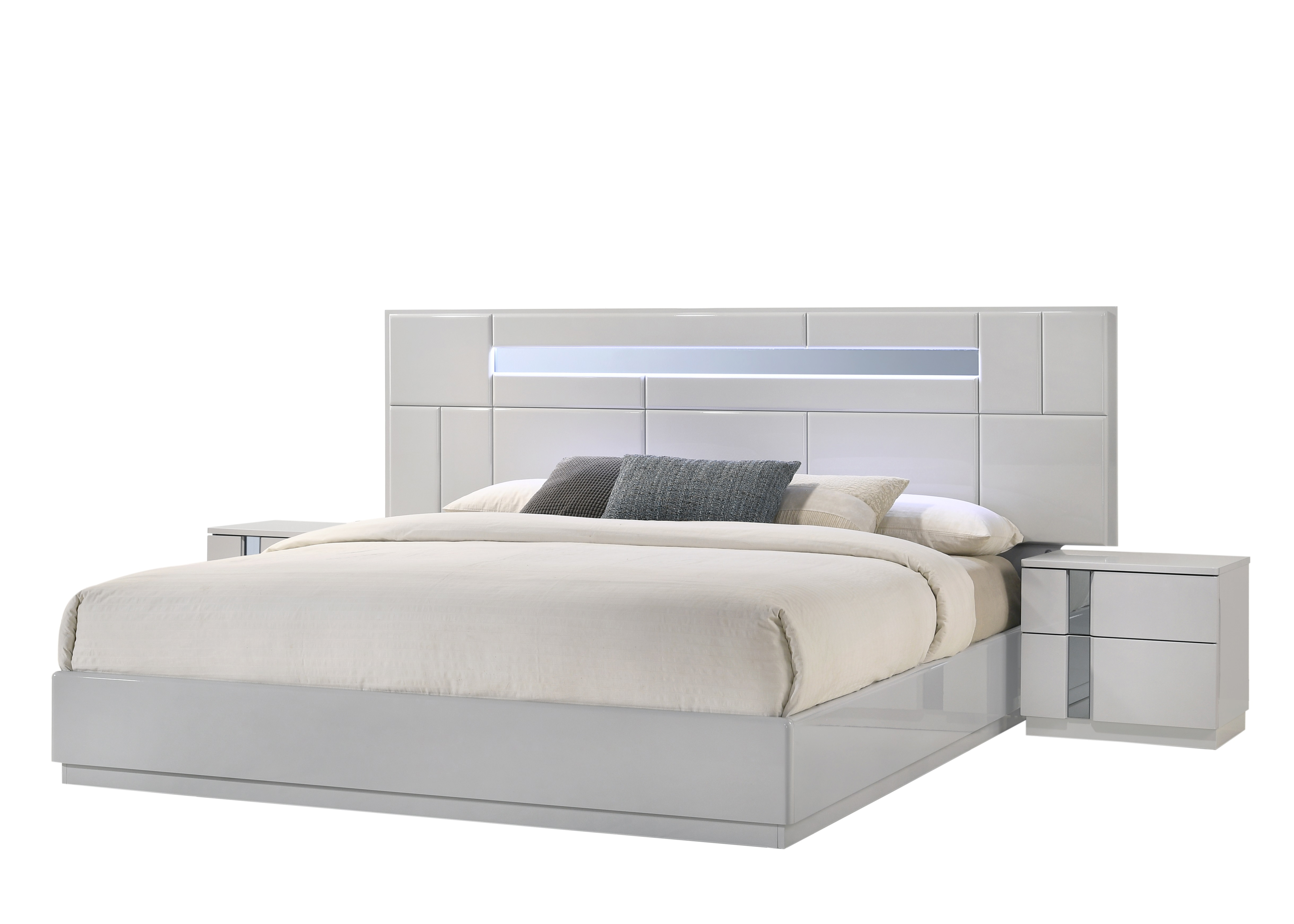 Elegant Wood Elite Modern Bedroom Sets with Light System - Click Image to Close