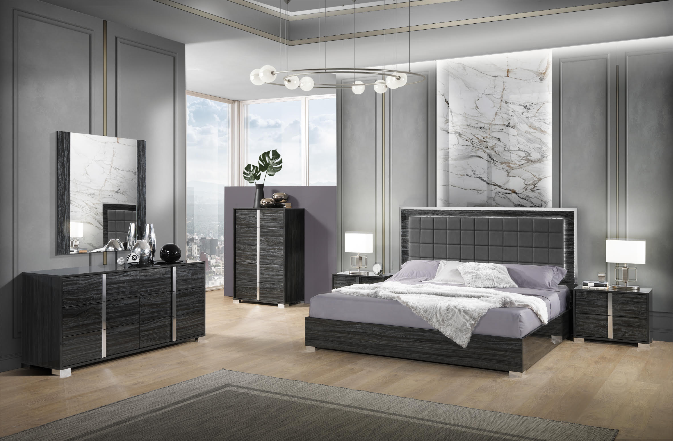 Overnice Wood High End Bedroom Furniture Sets feat Lacquered Bed - Click Image to Close