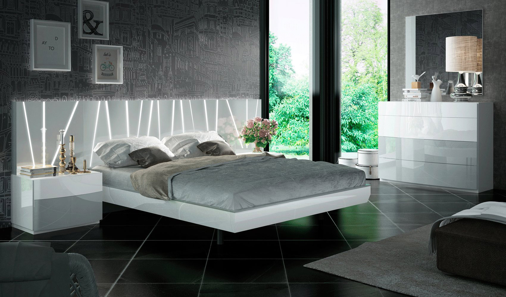 Contemporary European Style Bedroom Set - Click Image to Close