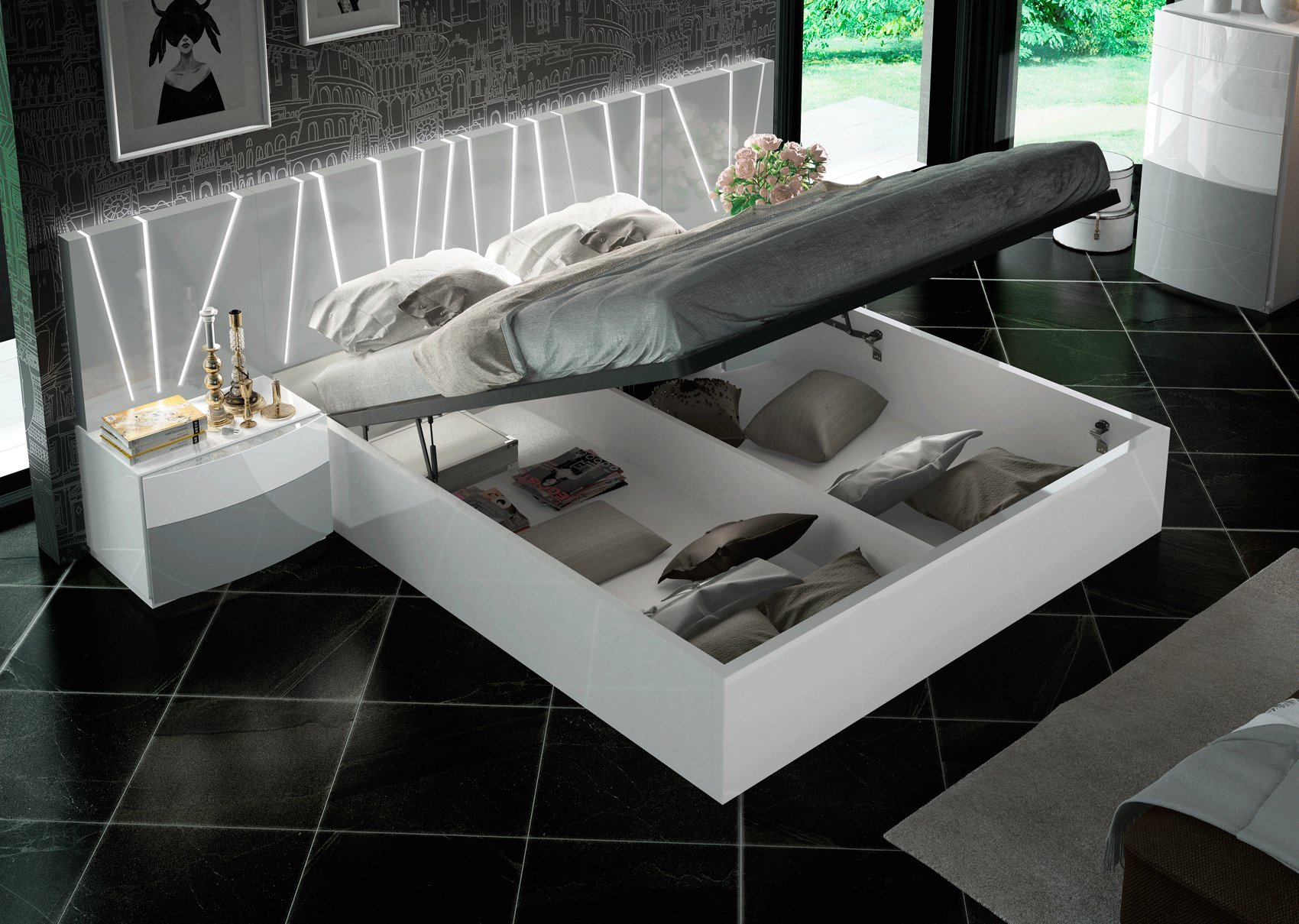 Contemporary European Style Bedroom Set - Click Image to Close
