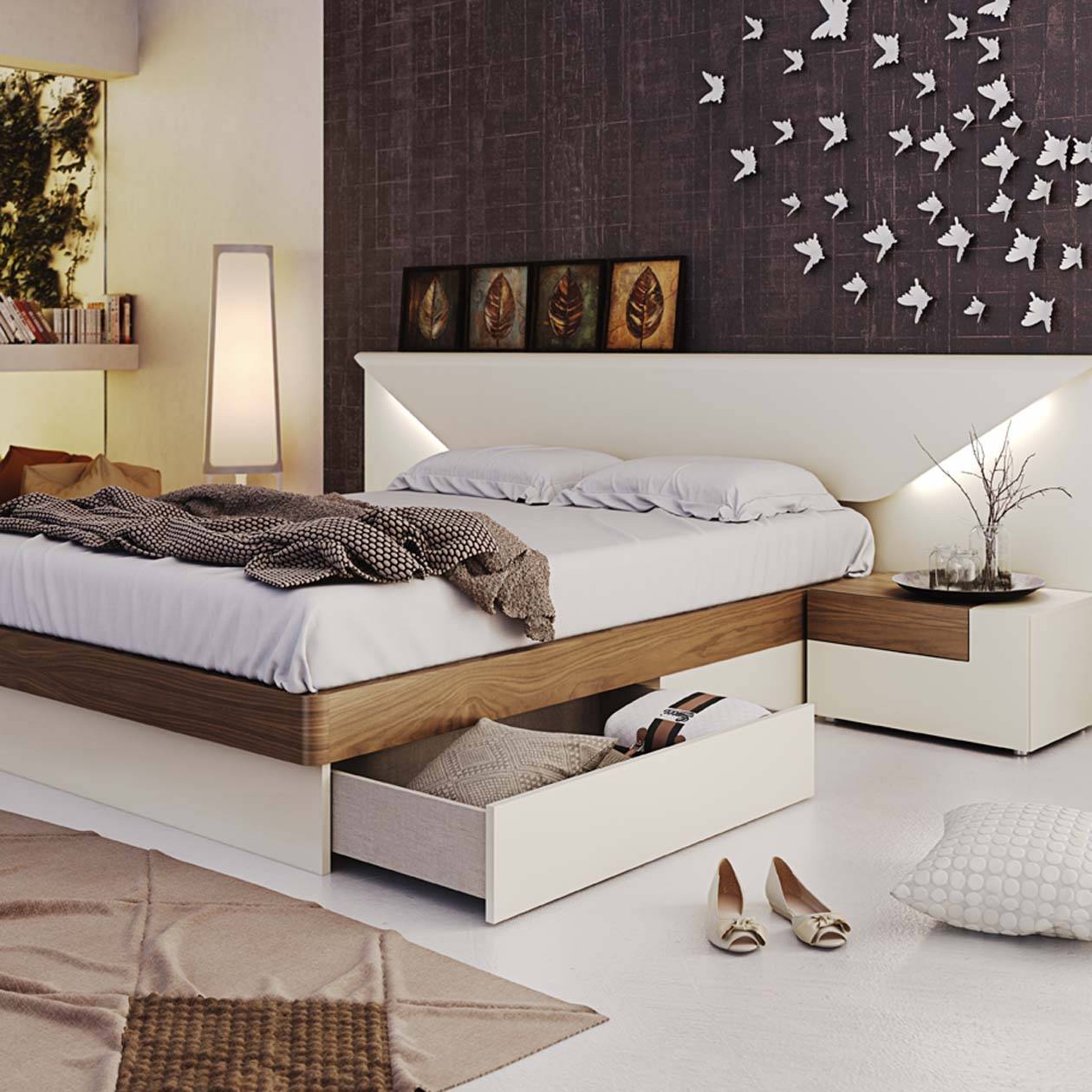 Fashionable Wood Designer Bedroom with Extra Storage - Click Image to Close