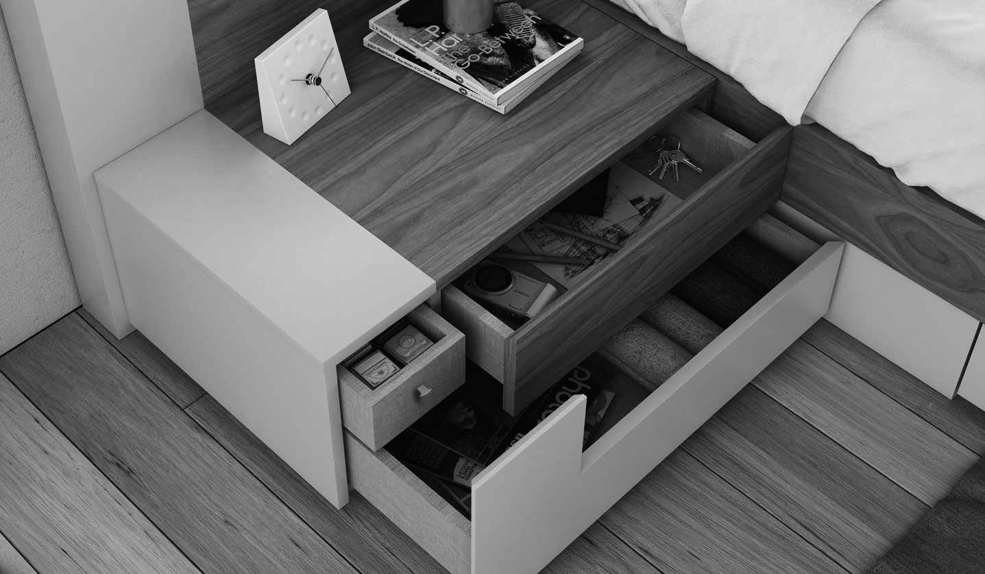 Fashionable Wood Designer Bedroom with Extra Storage - Click Image to Close