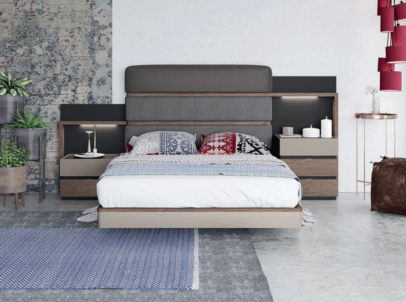 Sophisticated Quality Luxury Bedroom Sets with Padded Bed - Click Image to Close