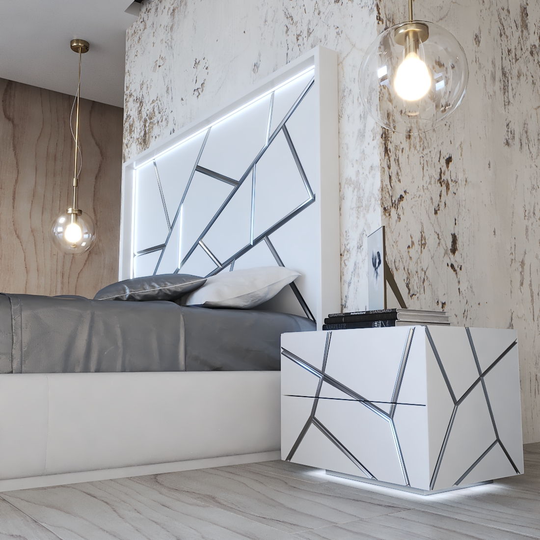Elegant Leather Luxury Elite Bedroom Furniture with Extra Storage