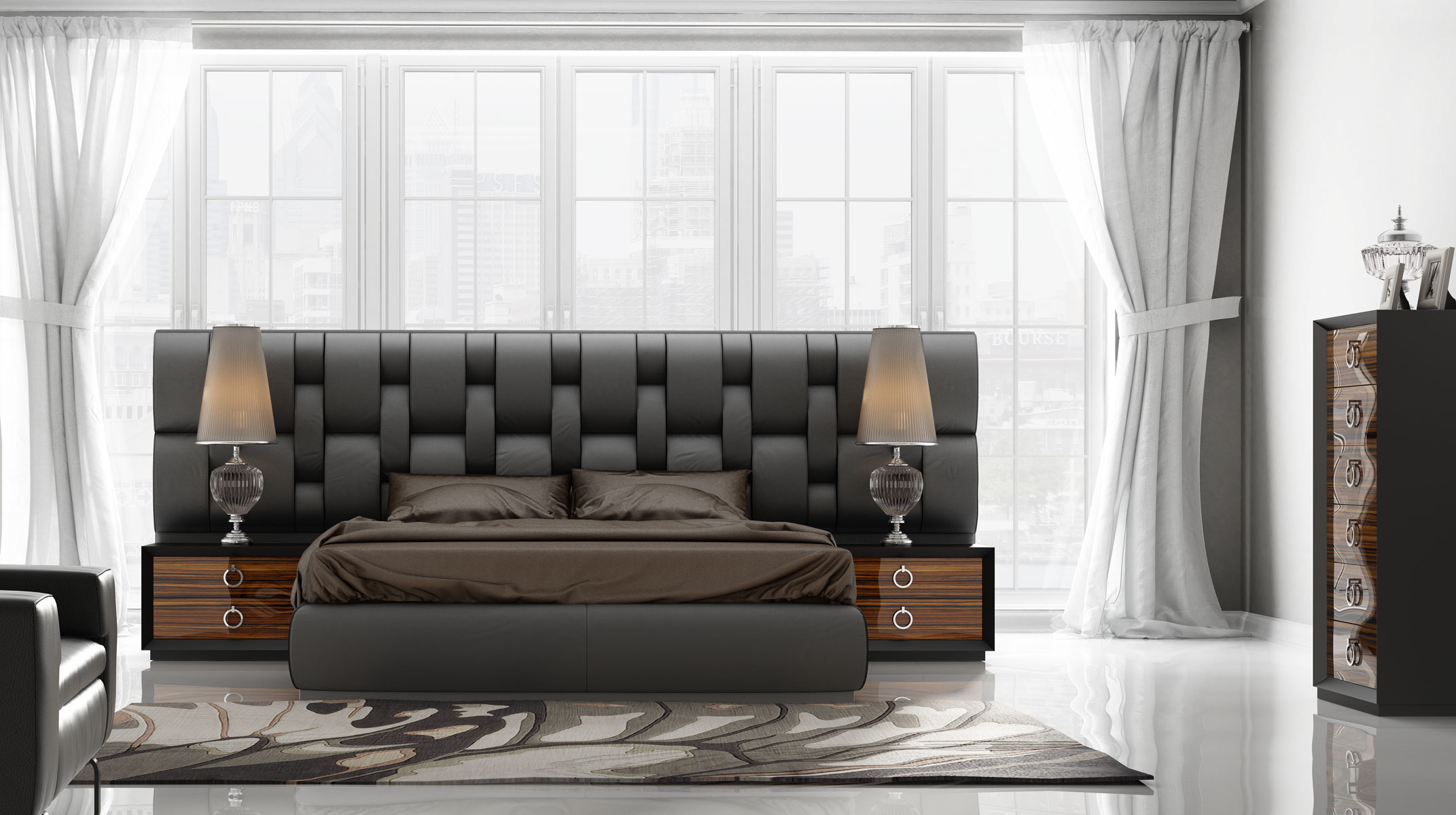  Contemporary  Luxury  Bedroom  Set with Designer Long 