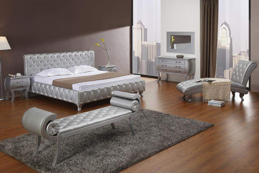 Elegant Leather Modern Design Bed Set - Click Image to Close