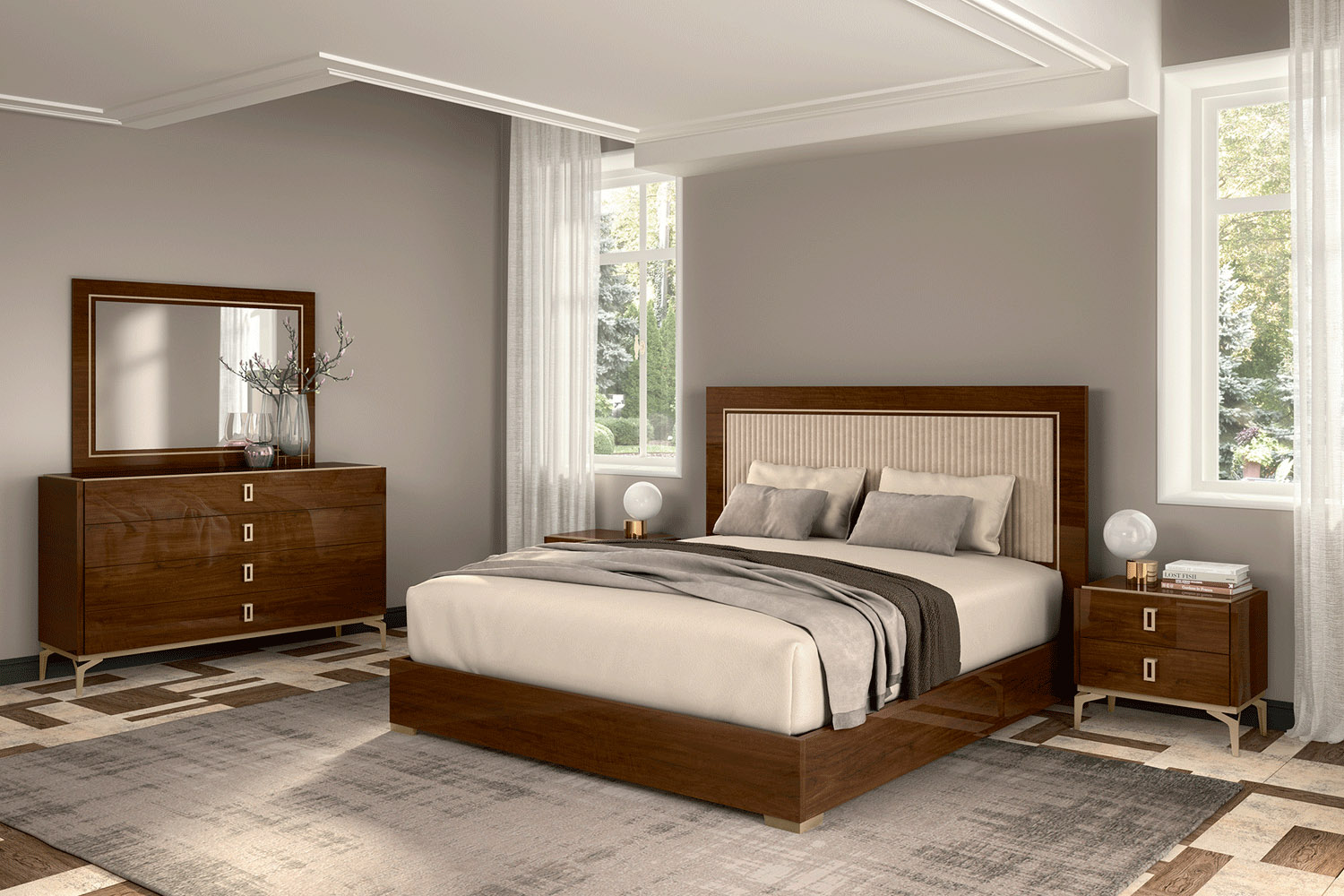 Retro Contemporary European Bedroom Set - Click Image to Close