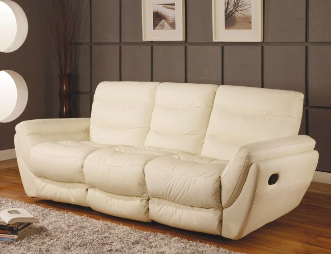 Comfortable Cream Leather Sofa With Adjustable Footrest Lotus : Prime ...
