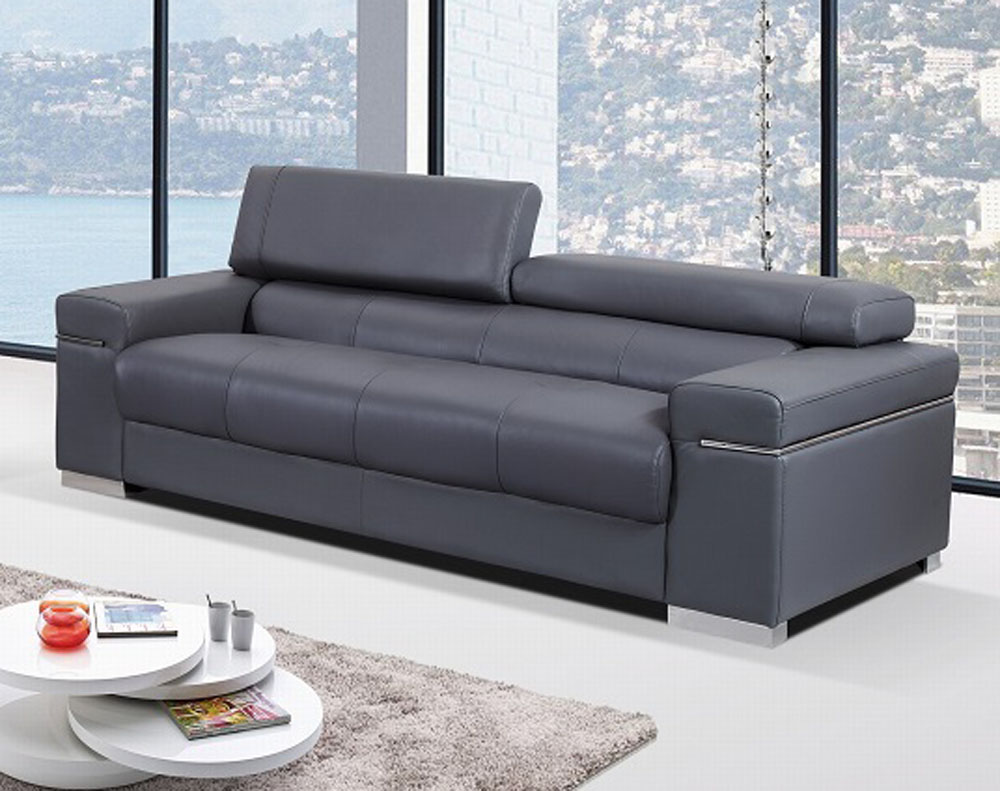 Contemporary Sofa Upholstered In Grey Thick Italian 