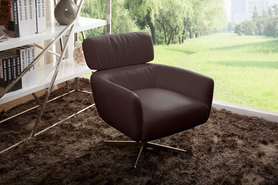 Stylish Split Leather Lounge Accent Chair in Brown or White - Click Image to Close