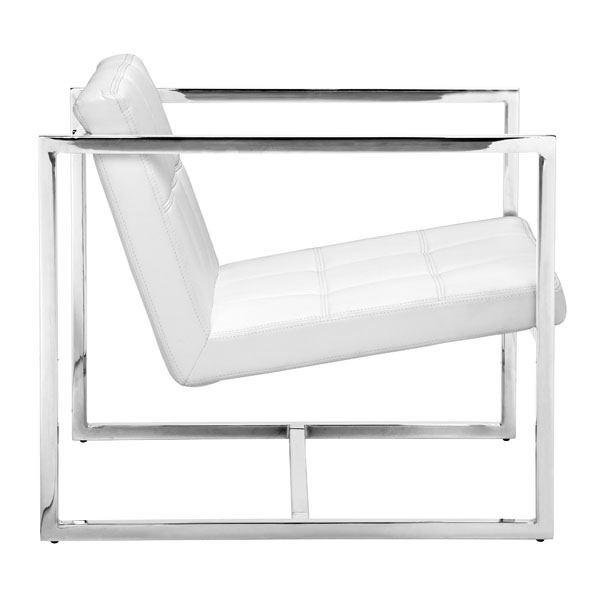 White Soft Leatherette Accent Chair with Square Chrome Frame - Click Image to Close