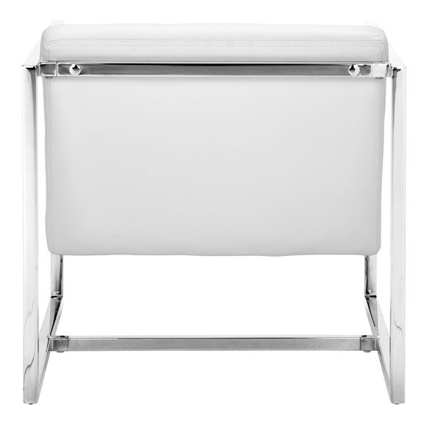 White Soft Leatherette Accent Chair with Square Chrome Frame - Click Image to Close