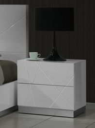 Naples Contemporary Night Stand in White Lacquer Finish Naples Contemporary Night Stand in White Lacquer Finish