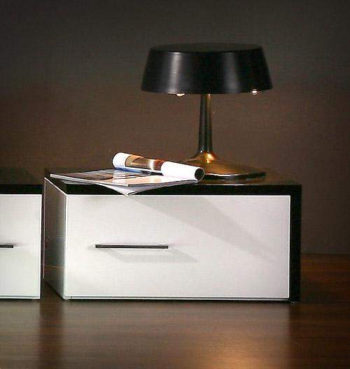 Black and White Lacquer Contemporary Nightstand with One Drawer Shop