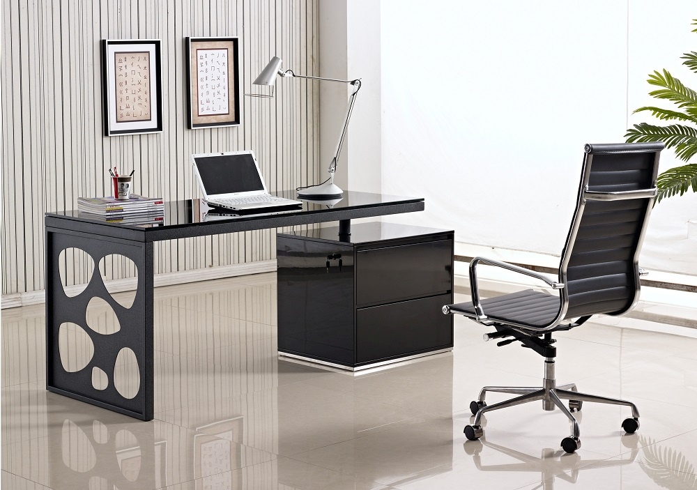 black modern desk with locker jmkd01r