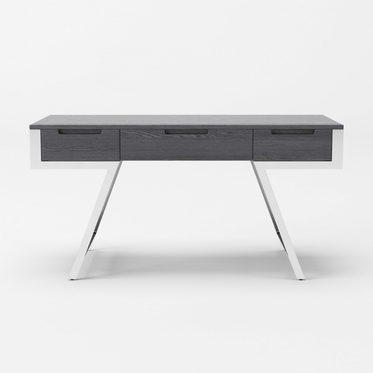 Elegant Elm Grey Office Desk with Metal Legs - Click Image to Close