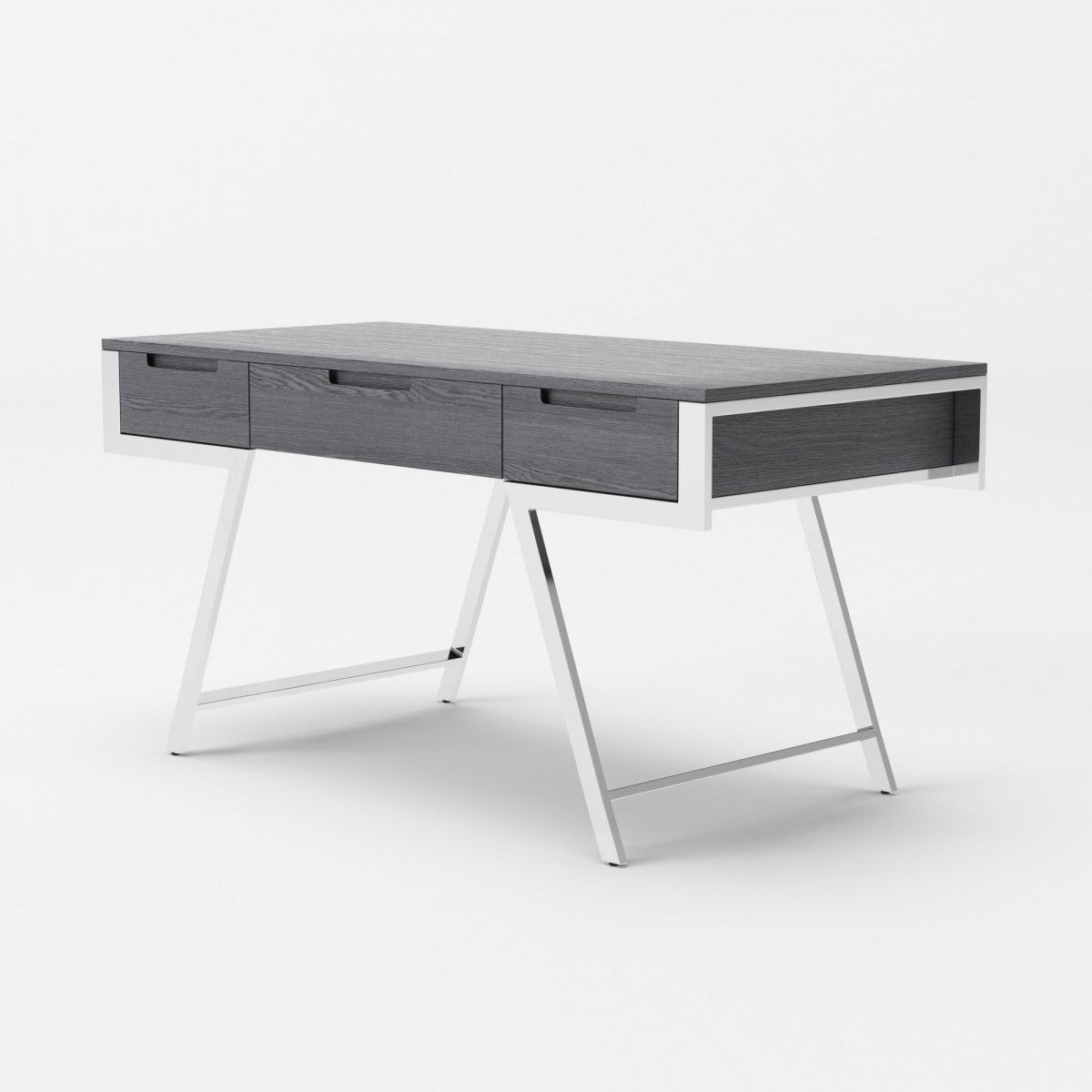 Elegant Elm Grey Office Desk with Metal Legs - Click Image to Close