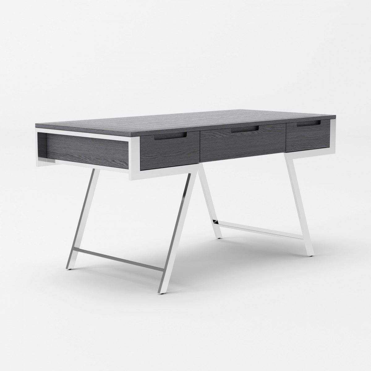 Elegant Elm Grey Office Desk with Metal Legs - Click Image to Close