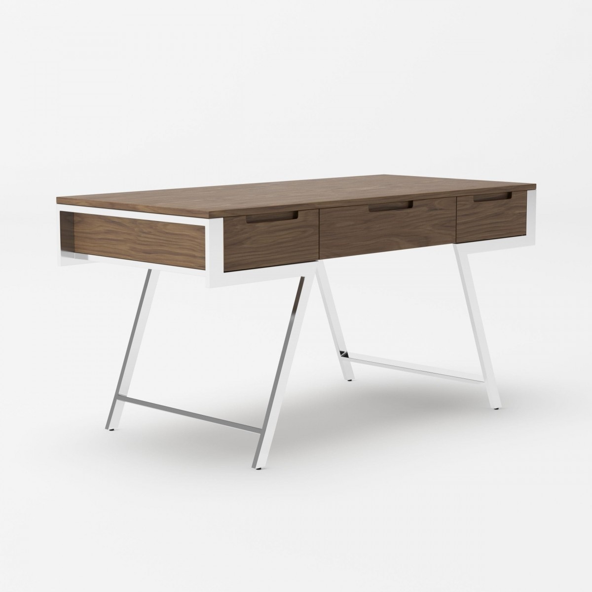 Elegant Walnut Desk with Metal Legs - Click Image to Close