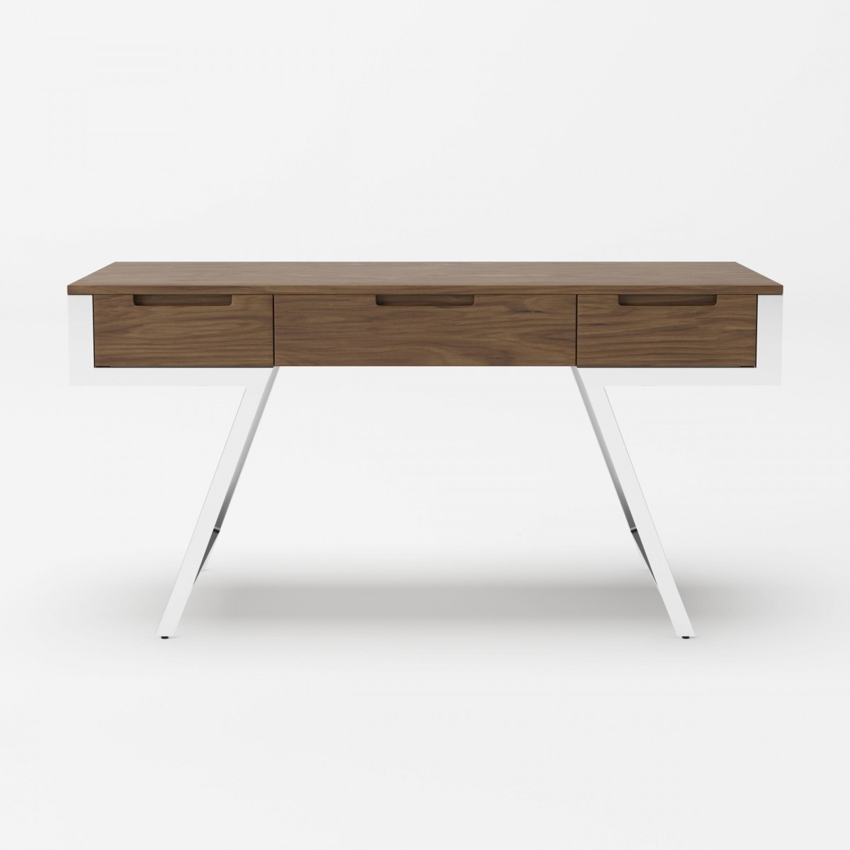 Elegant Walnut Desk with Metal Legs - Click Image to Close