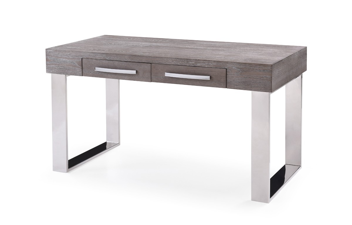 Elite Grey Elm Veneer Desk with Steel Legs - Click Image to Close