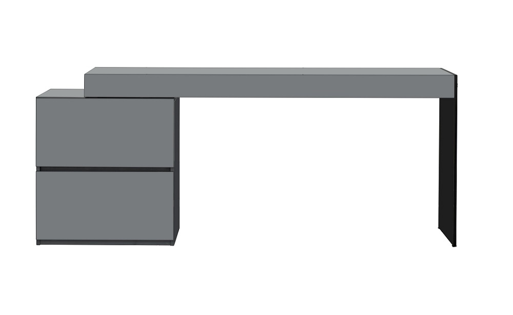 Two Drawer Grey High Gloss Office Desk with Glass Leg - Click Image to Close