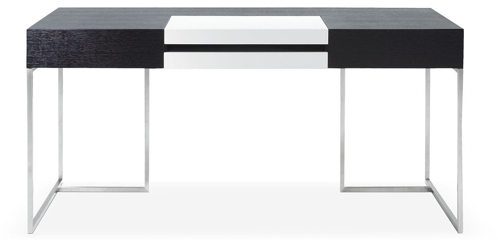 Contemporary Dark Oak Office Desk With White Accent Austin Texas J M 101