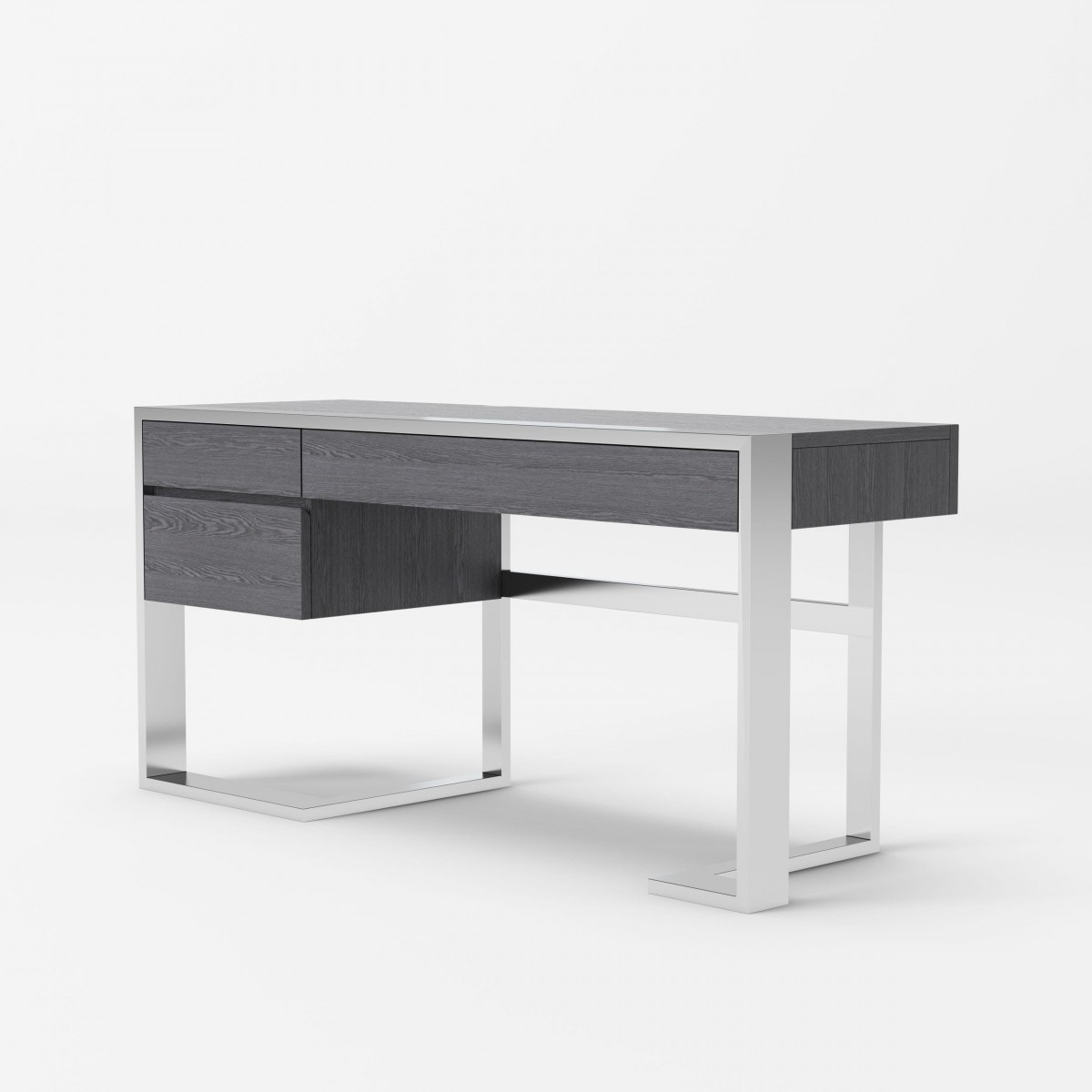 Modern Elm Grey and Stainless Steel Desk - Click Image to Close