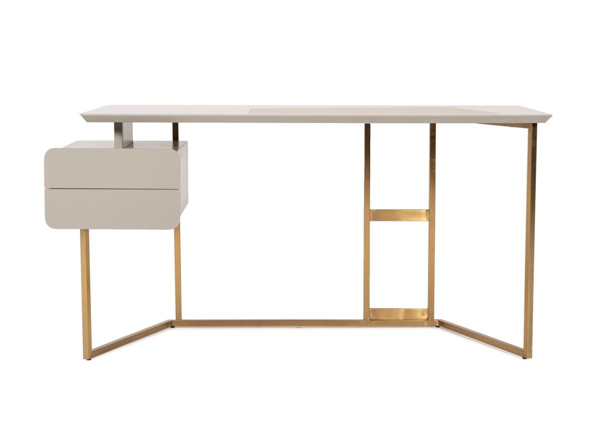 Modern Grey and Bronze Office Desk - Click Image to Close