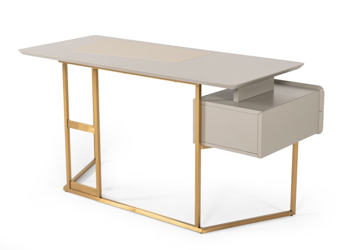 Modern Grey and Bronze Office Desk - Click Image to Close