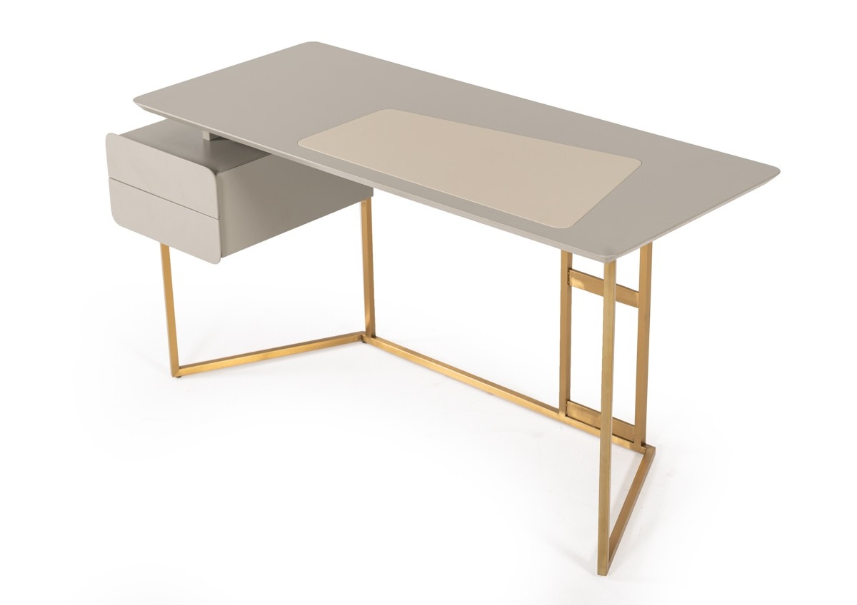 Modern Grey and Bronze Office Desk - Click Image to Close