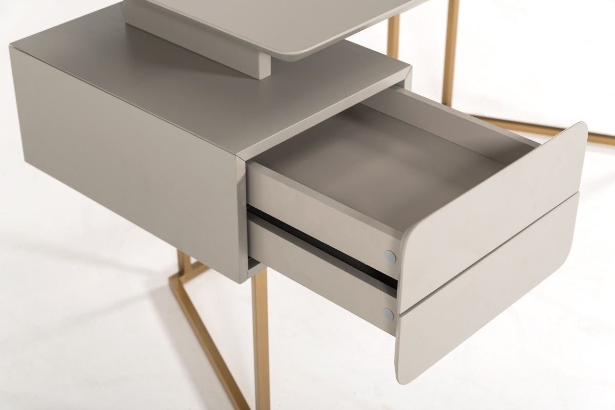 Modern Grey and Bronze Office Desk - Click Image to Close