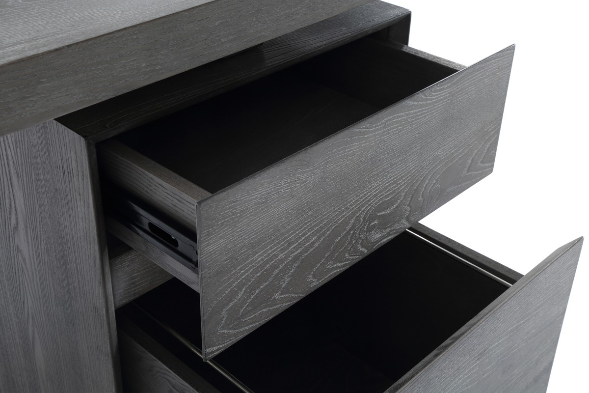 Modern Grey Elm Desk with Stainless Steel Leg - Click Image to Close