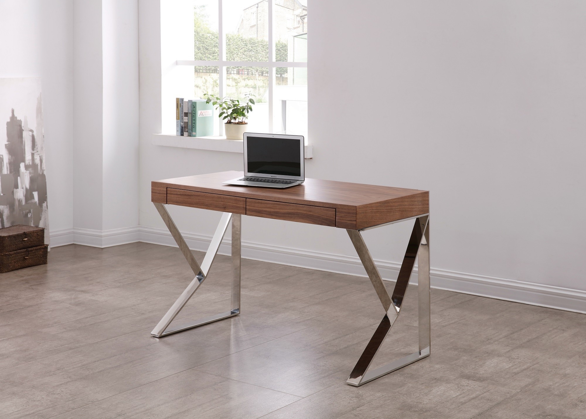 Contemporary Two Drawer Office Desk - Click Image to Close