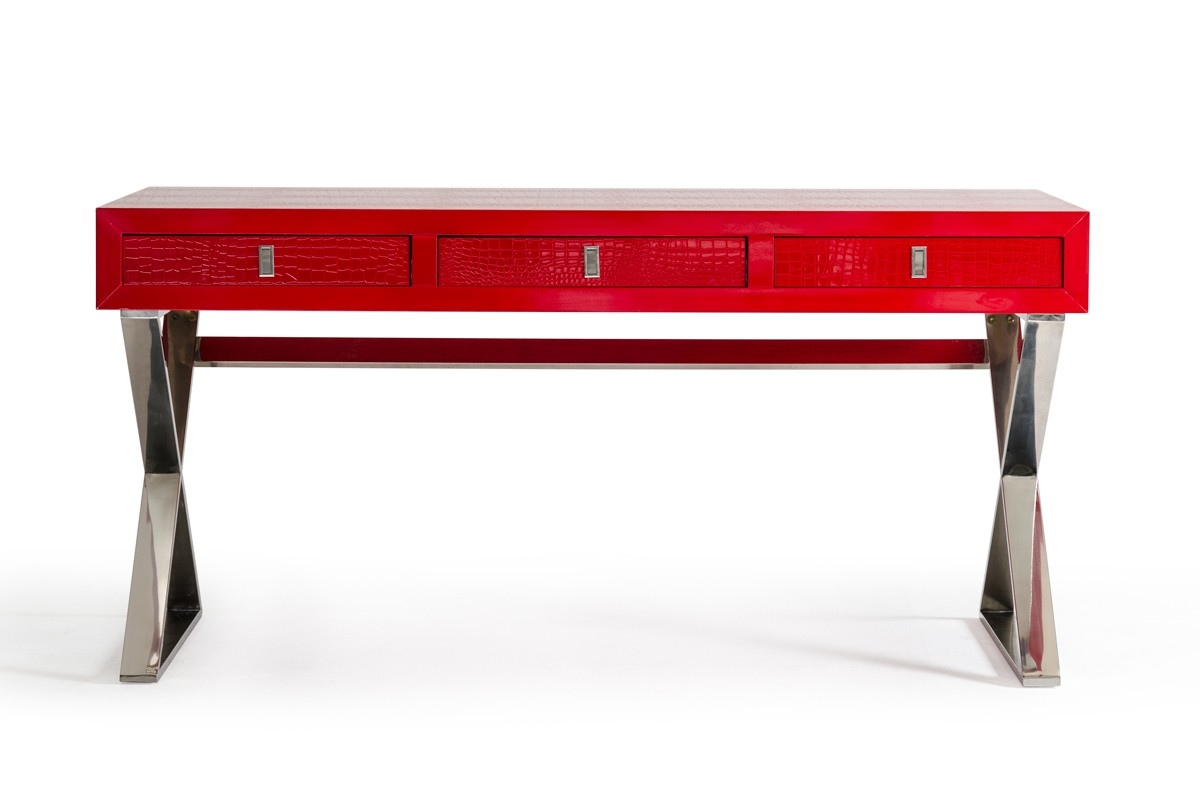 Transitional Red Crocodile Office Desk - Click Image to Close