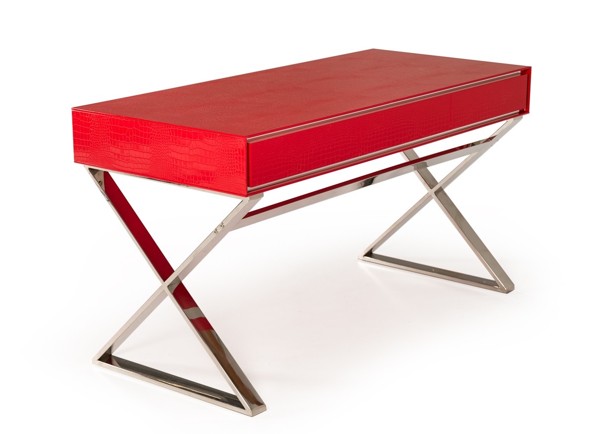 Transitional Red Crocodile Office Desk