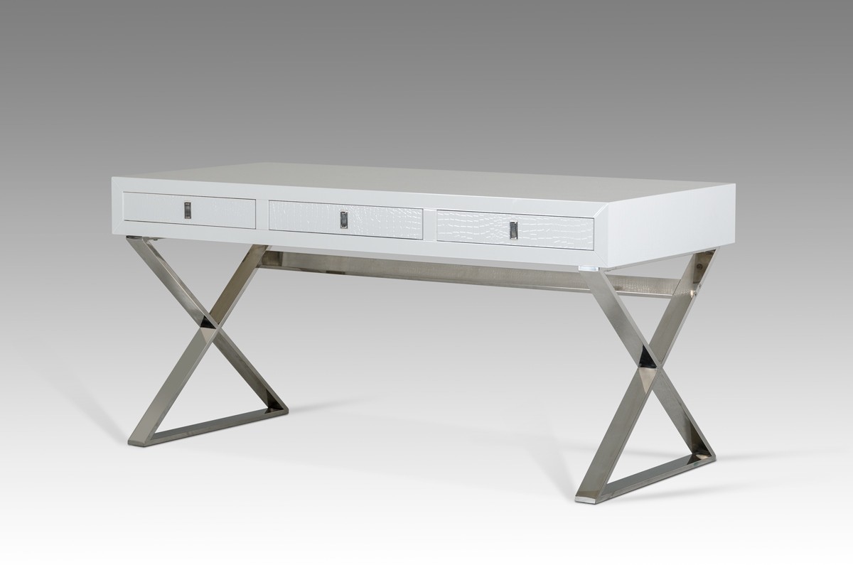 Transitional White Crocodile Office Desk - Click Image to Close