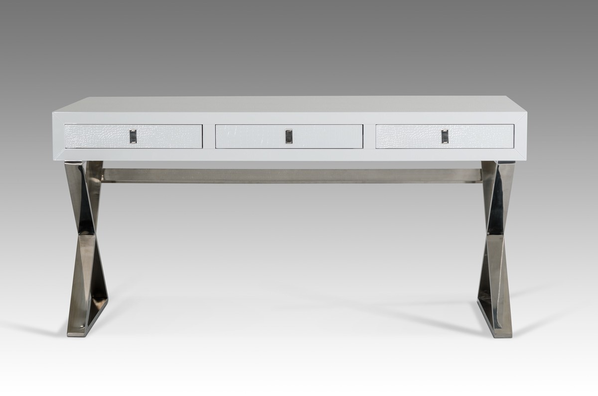 Transitional White Crocodile Office Desk - Click Image to Close