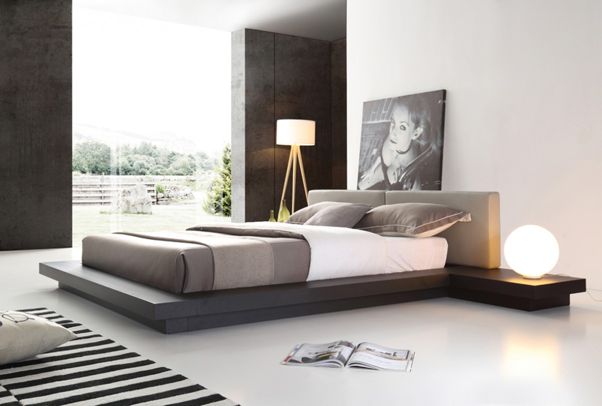 Sophisticated Leather Modern Platform Bed Omaha Nebraska V Opal Black Grey