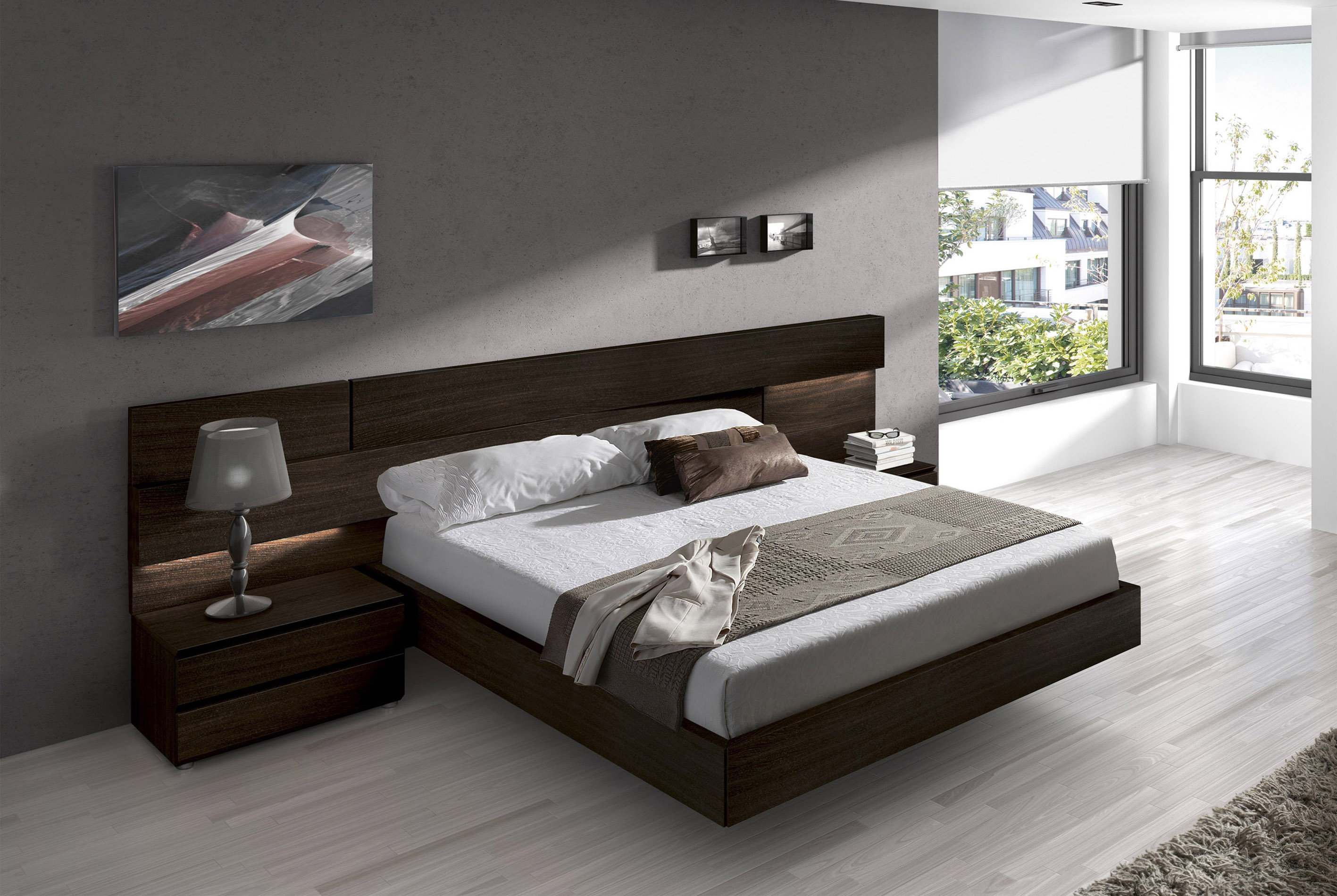Made in Spain Wood High End Platform Bed with Extra Storage - Click Image to Close