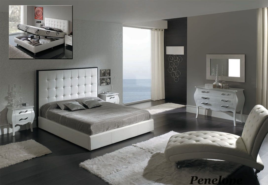 Made in Spain Leather Modern Platform Bed with Extra Storage San ...