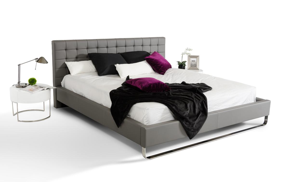 Elegant Leather Modern Platform Bed - Click Image to Close