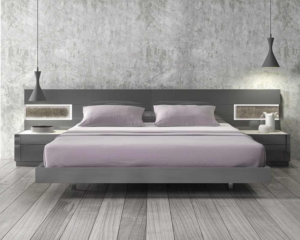 Lacquered Stylish Wood Elite Platform Bed with Long Panels Las Vegas Nevada J\u0026MBraga