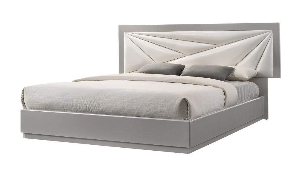 Lacquered Leather Modern Platform Bed with Extra Storage - Click Image to Close