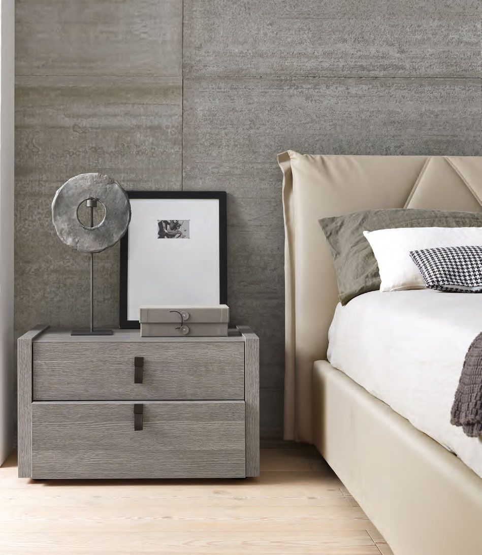 Made in Italy Leather Platform and Headboard Bed with Extra Storage