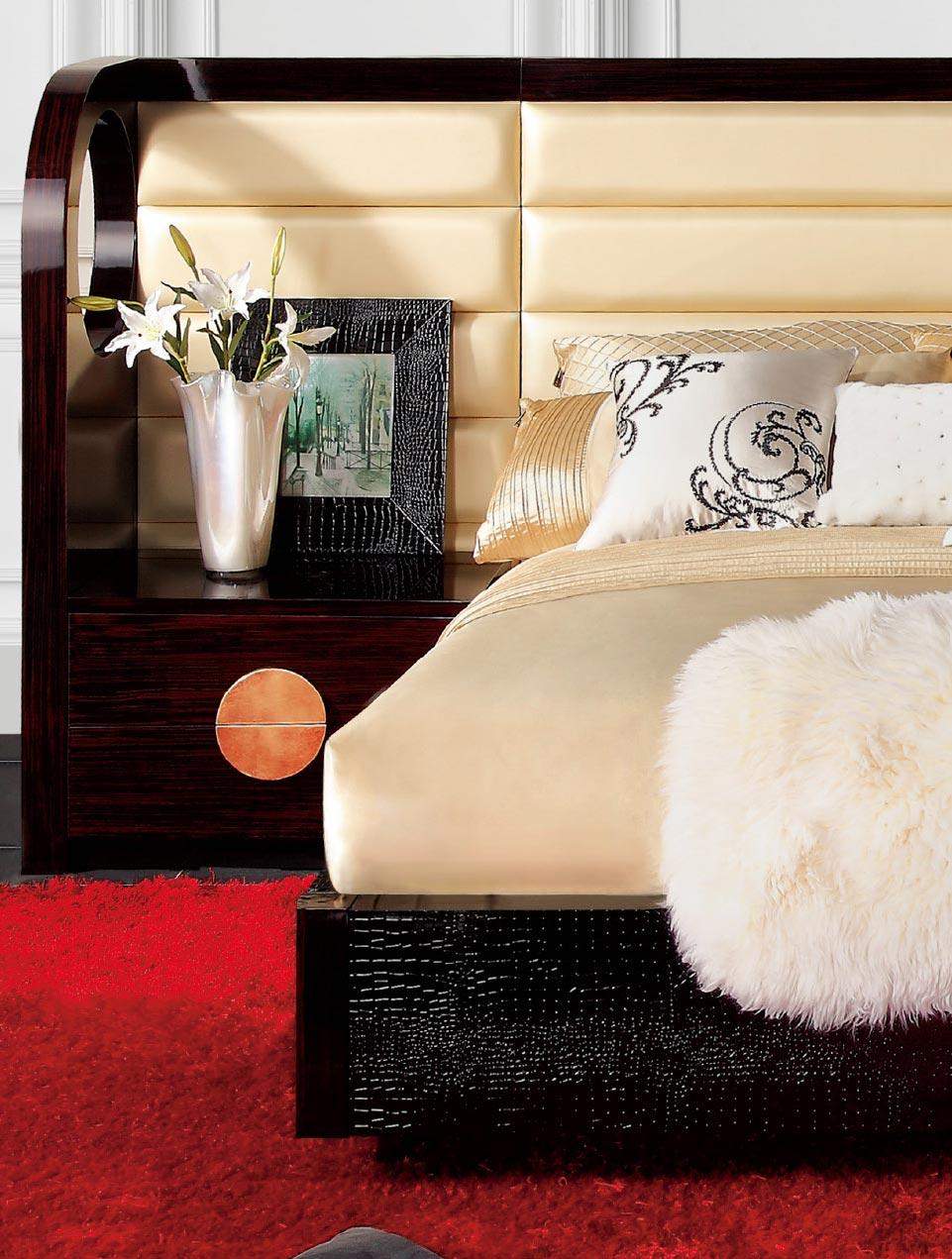 Lacquered Graceful Leather Platform And Headboard Bed Colorado Springs