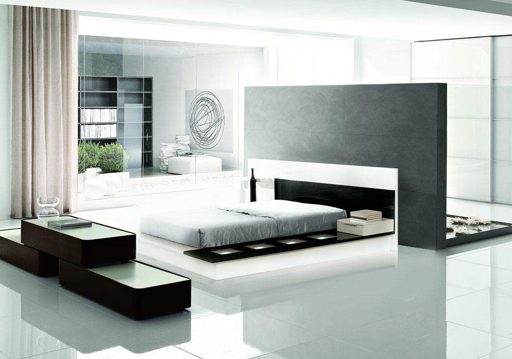 modern platform bed with lights