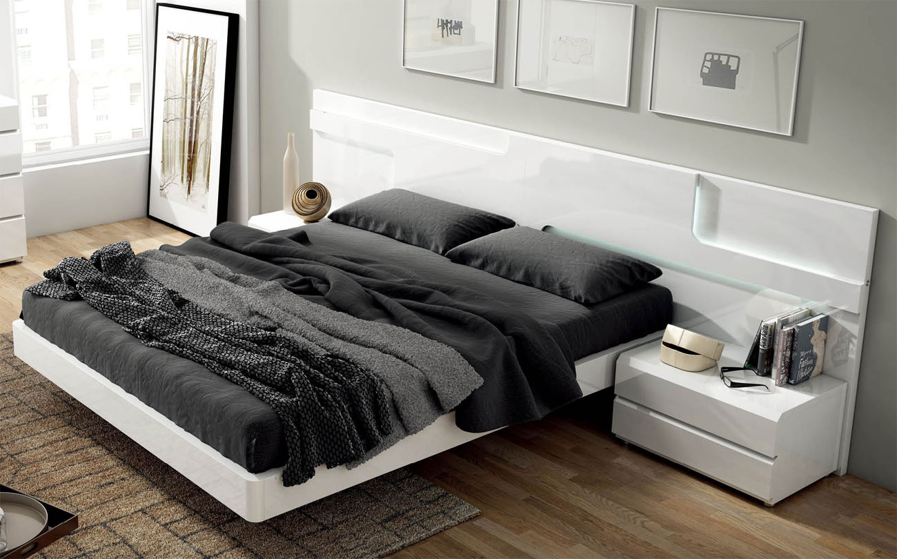 modern platform bed with lights